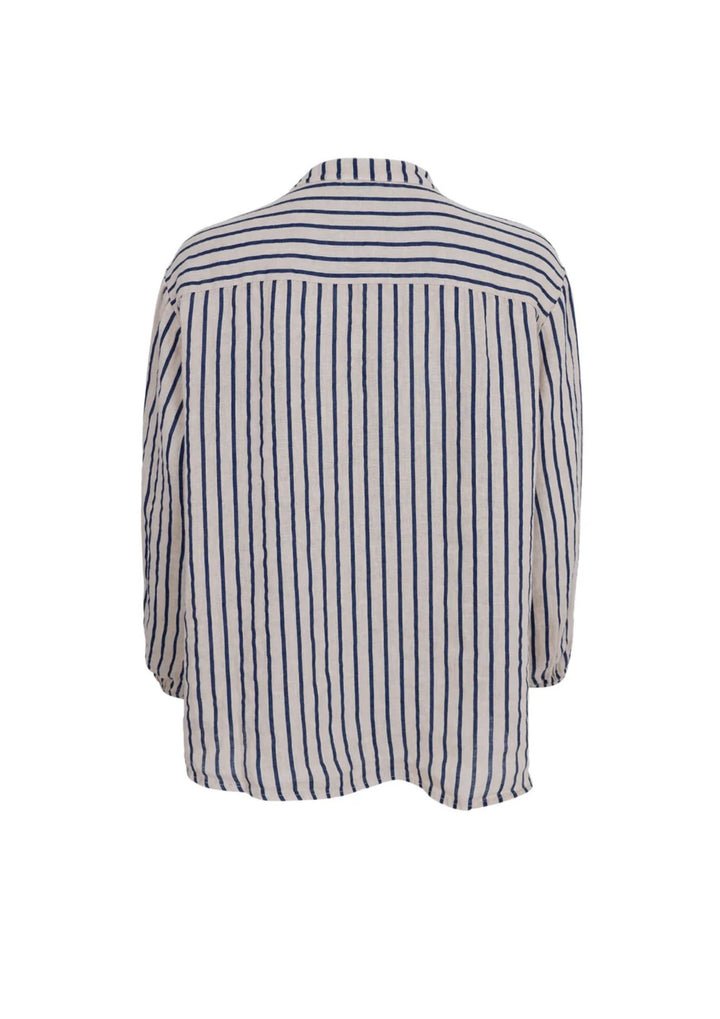Black Colour - Melina L/S Shirt Blouse - Navy Stripe