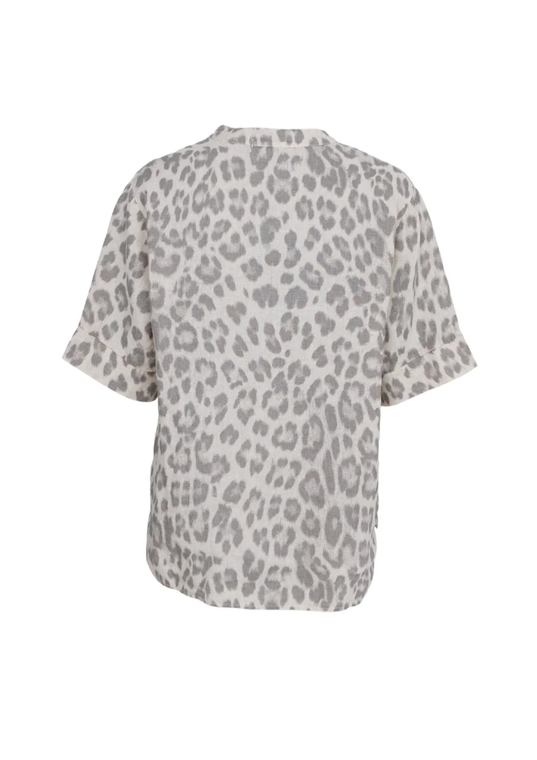 Black Colour - Melina SS Linen Blouse - Natural Leo