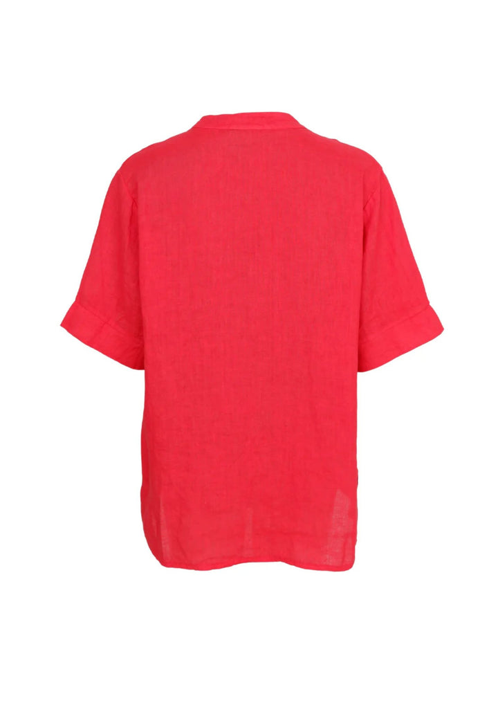 Black Colour - Melina SS Linen Blouse - Red