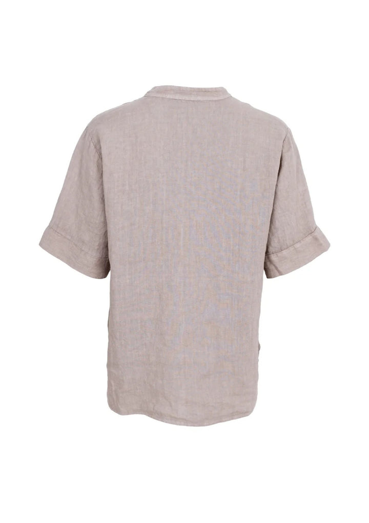 Black Colour - Melina SS Linen Blouse - Taupe