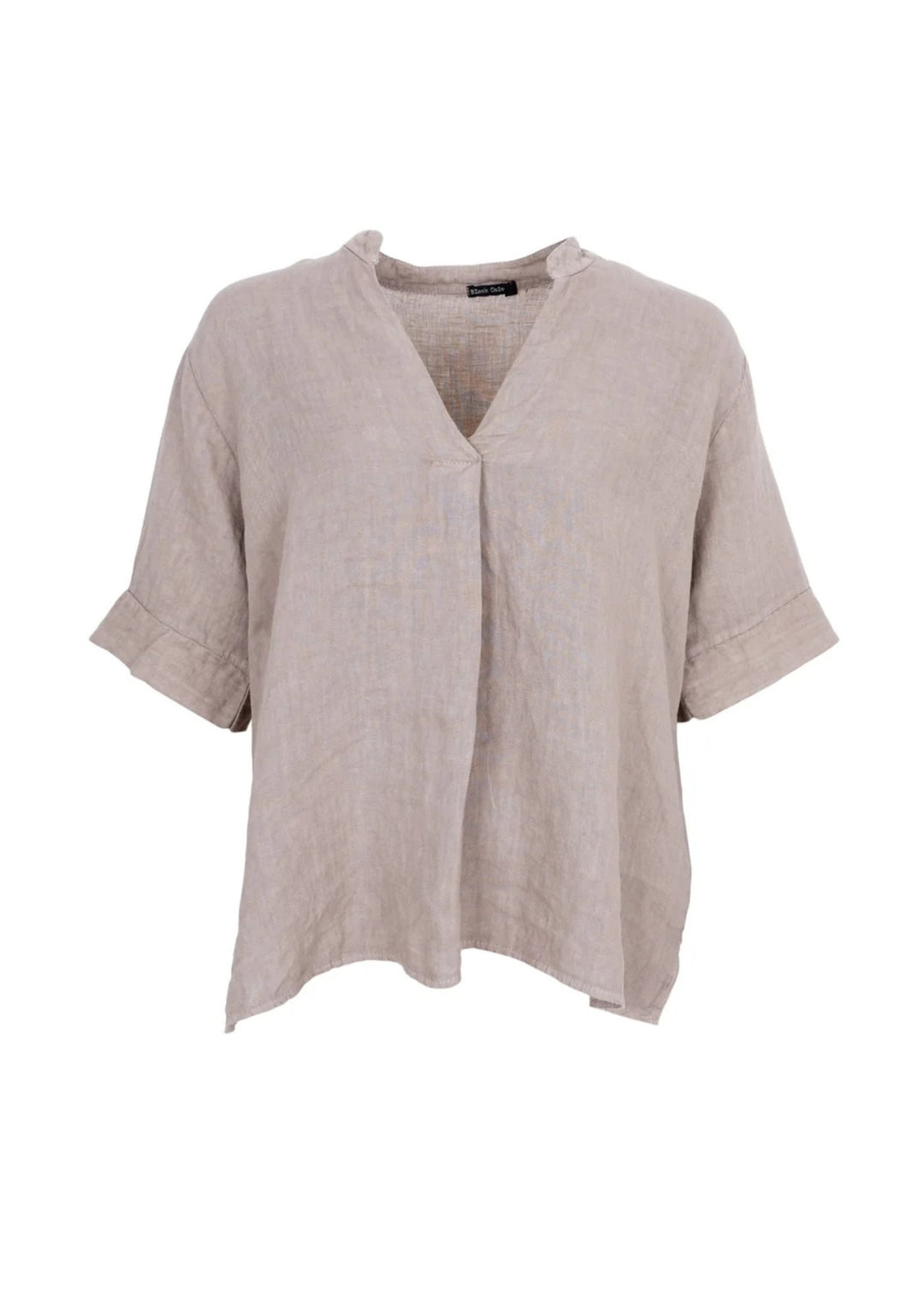 Black Colour - Melina SS Linen Blouse - Taupe