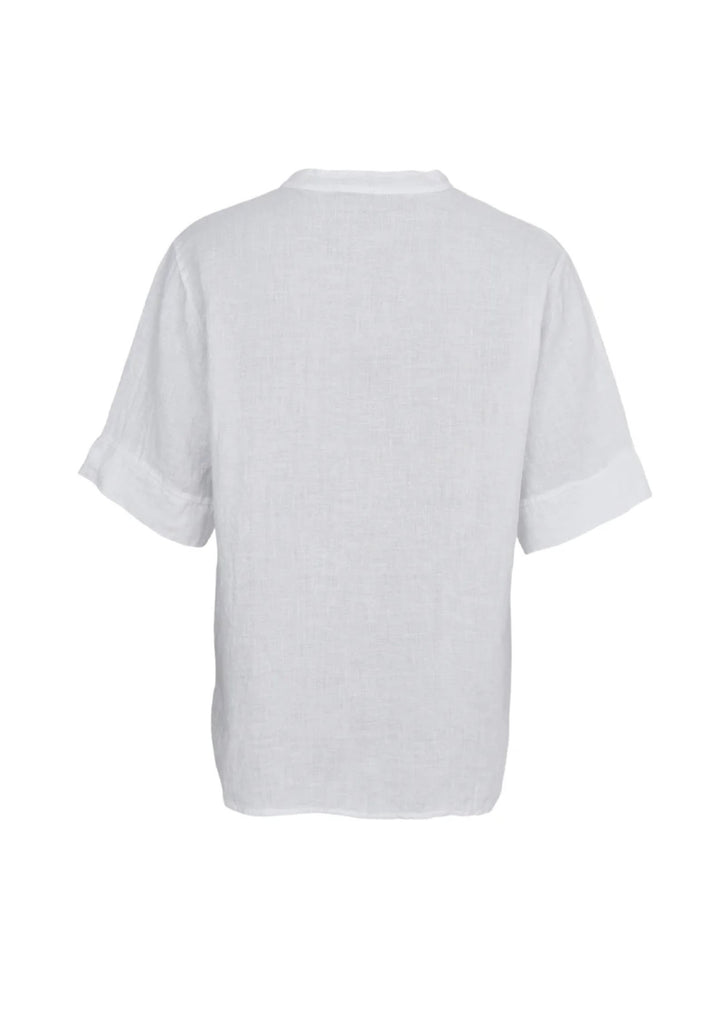 Black Colour - Melina SS Linen Blouse - White