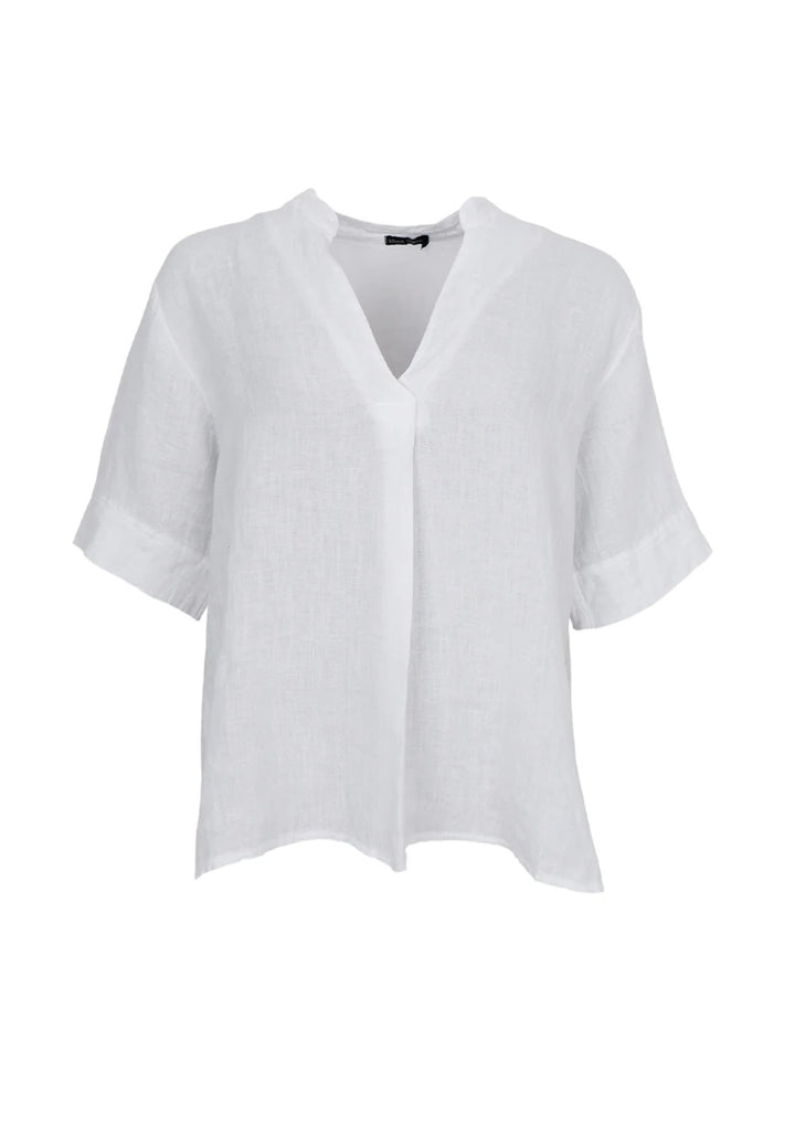 Black Colour - Melina SS Linen Blouse - White