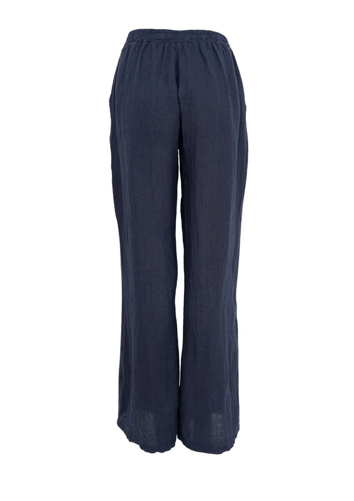 Black Colour - Melina Wide - Linen Bukser - Navy