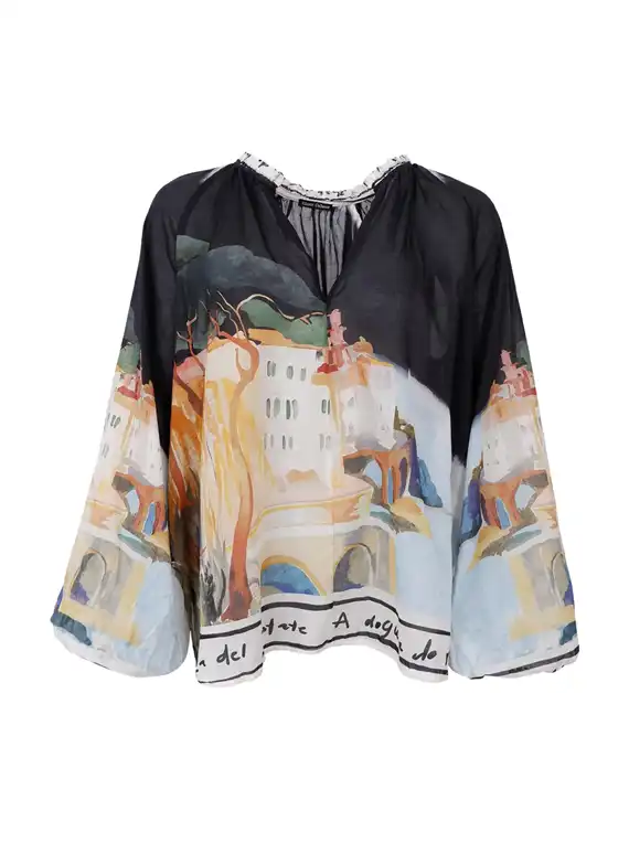 Black Colour - Riviera Blouse - Black - Onesize