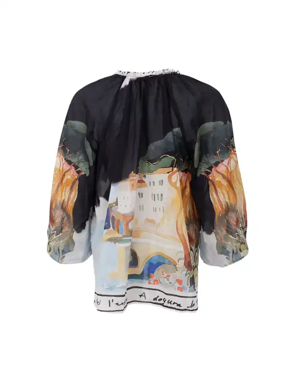 Black Colour - Riviera Blouse - Black - Onesize