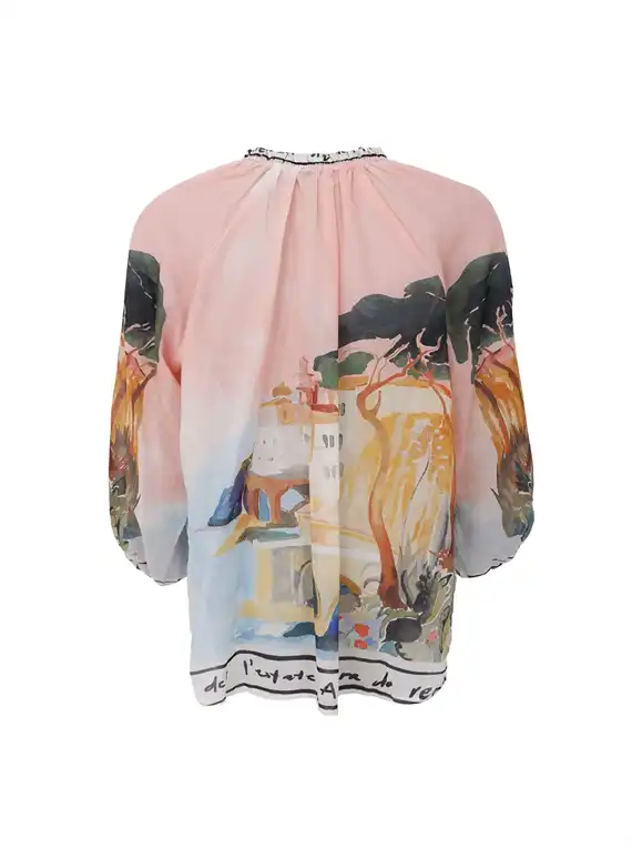 Black Colour - Riviera Blouse - Rose - Onesize