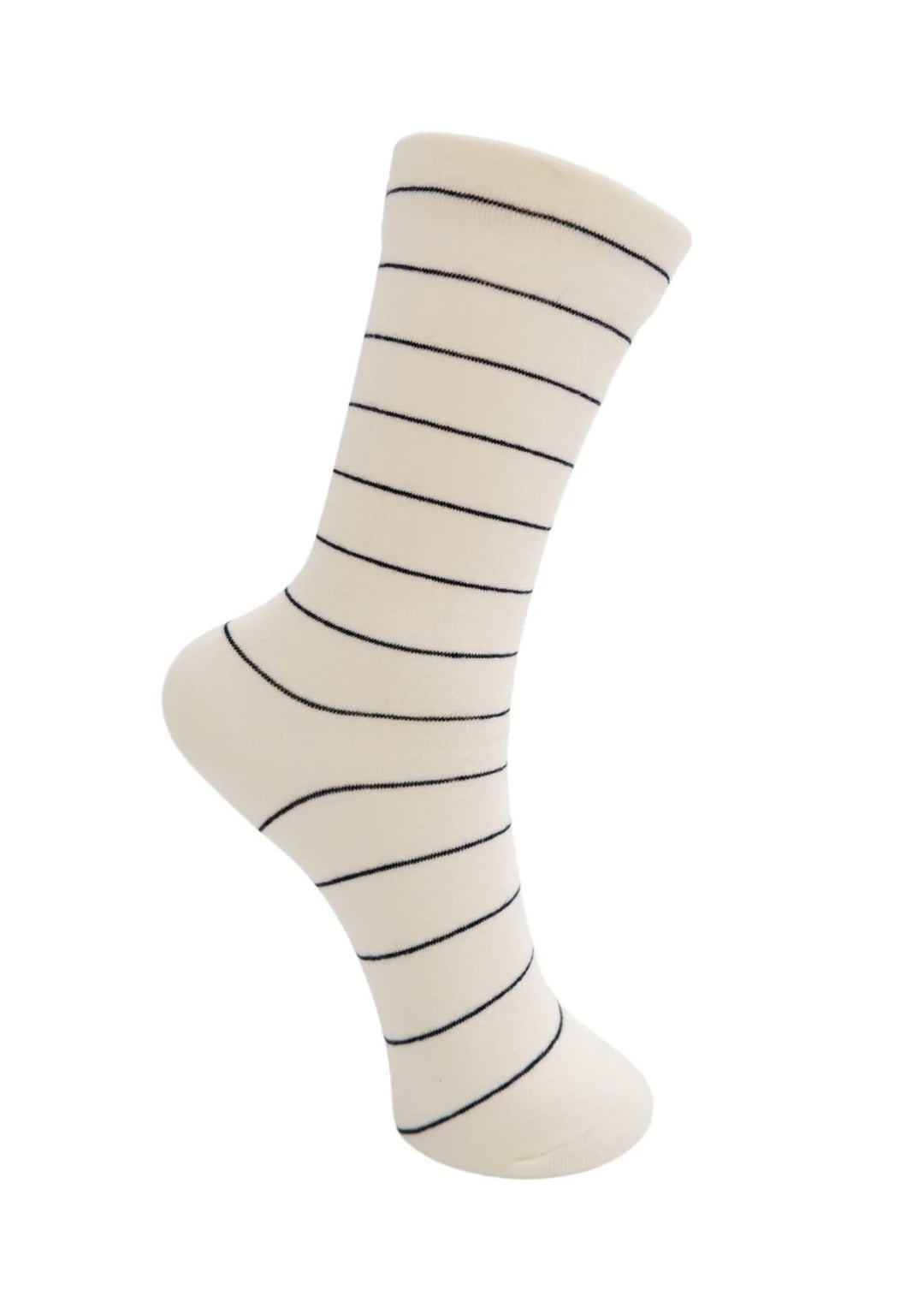 Black Colour - Rue Striped Strømper - Off White- Onesize