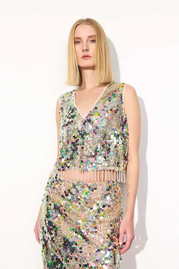 Hunkøn - Blaze Sequin Top - Champagne