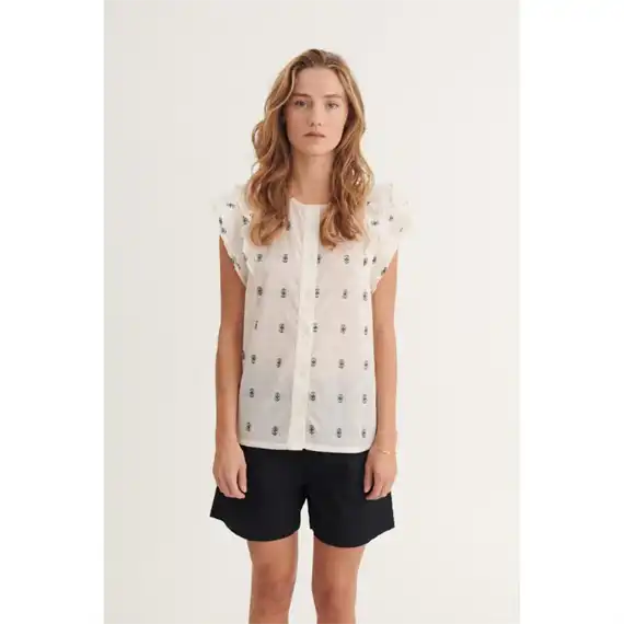 Basic Apparel - Ada Top - Whisper White / Sky Captain