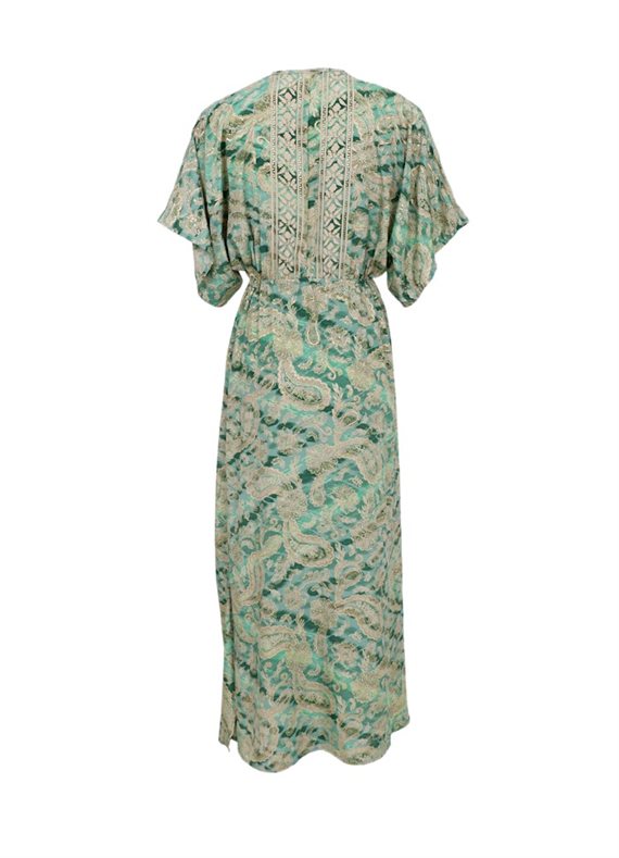Black Colour - Luna Long V-neck Kjole - Floral Green