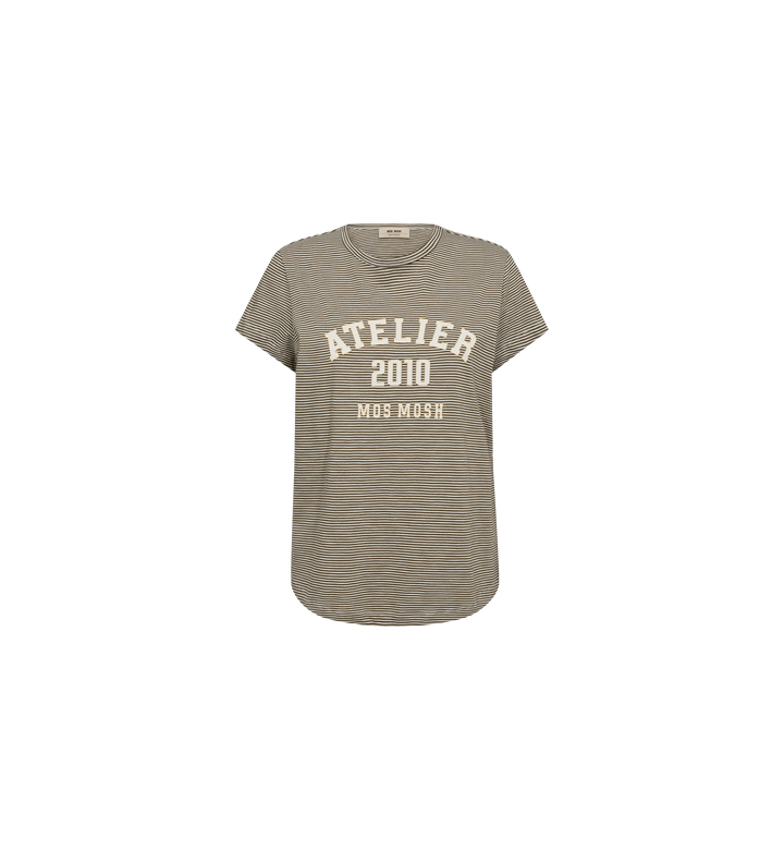 Mos Mosh - Camp O-SS Stribe T-shirt - Burnt Olive