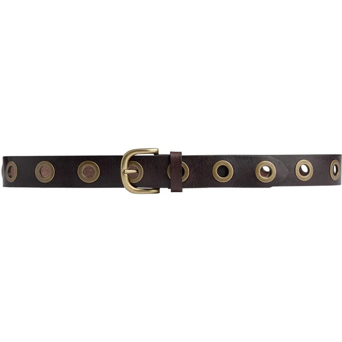 Depeche - Læder bælte med messing hul detalje - Dark Brown