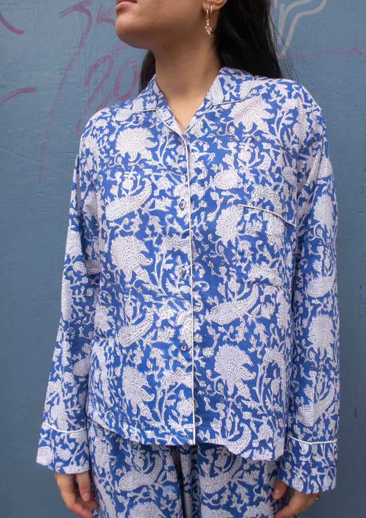 Craft Sisters - Classic Pyjamas - Blockprint - Blue Flower
