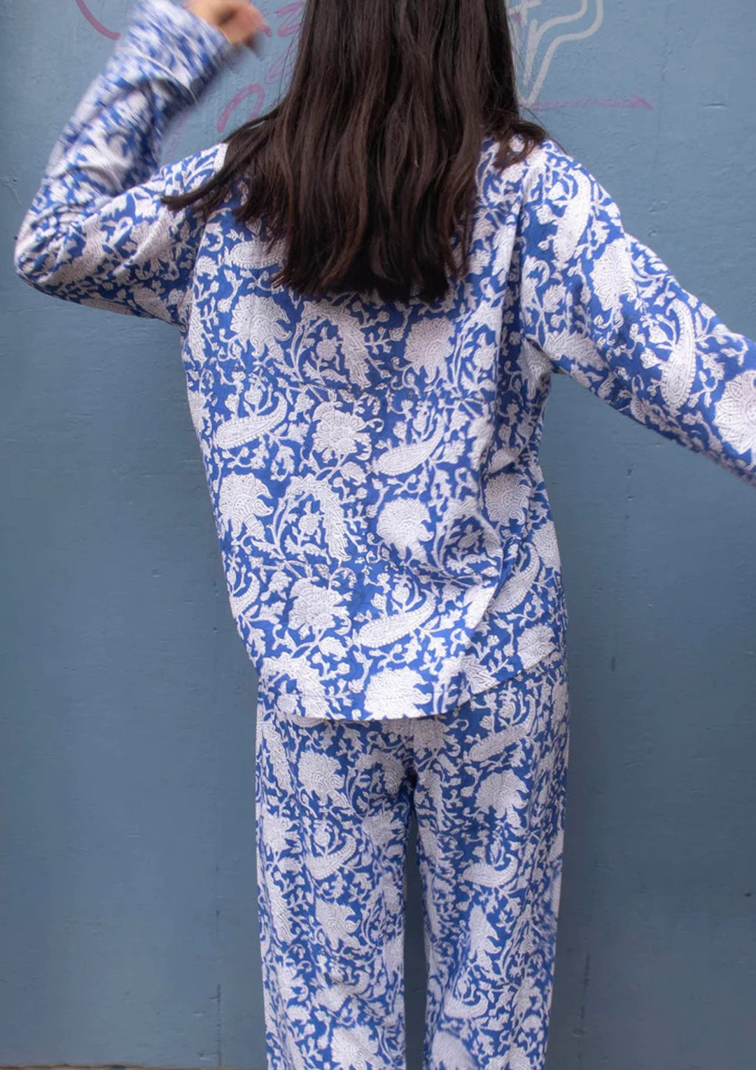 Craft Sisters - Classic Pyjamas - Blockprint - Blue Flower