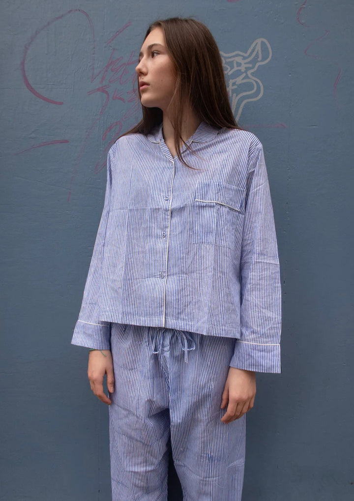 Craft Sisters - Classic Pyjamas - Blockprint - Blue Stripe