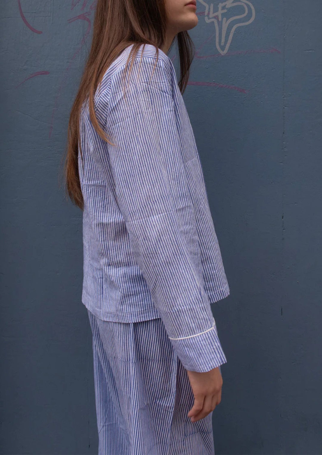 Craft Sisters - Classic Pyjamas - Blockprint - Blue Stripe