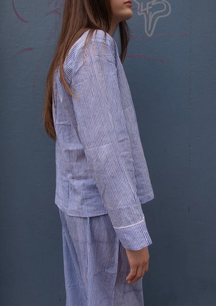 Craft Sisters - Classic Pyjamas - Blockprint - Blue Stripe