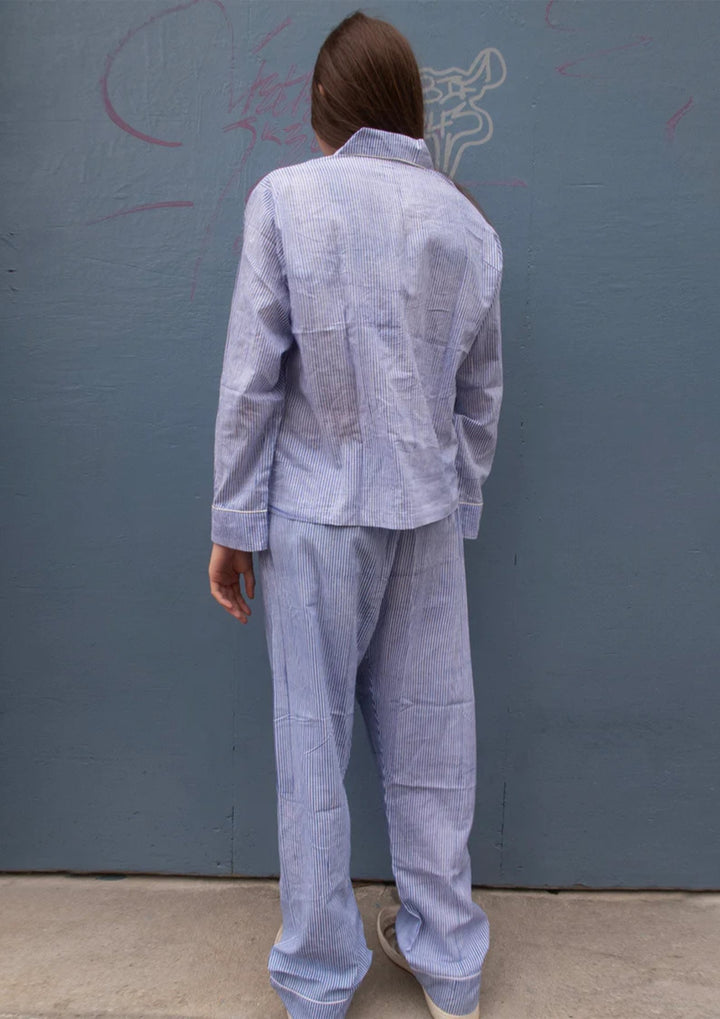 Craft Sisters - Classic Pyjamas - Blockprint - Blue Stripe