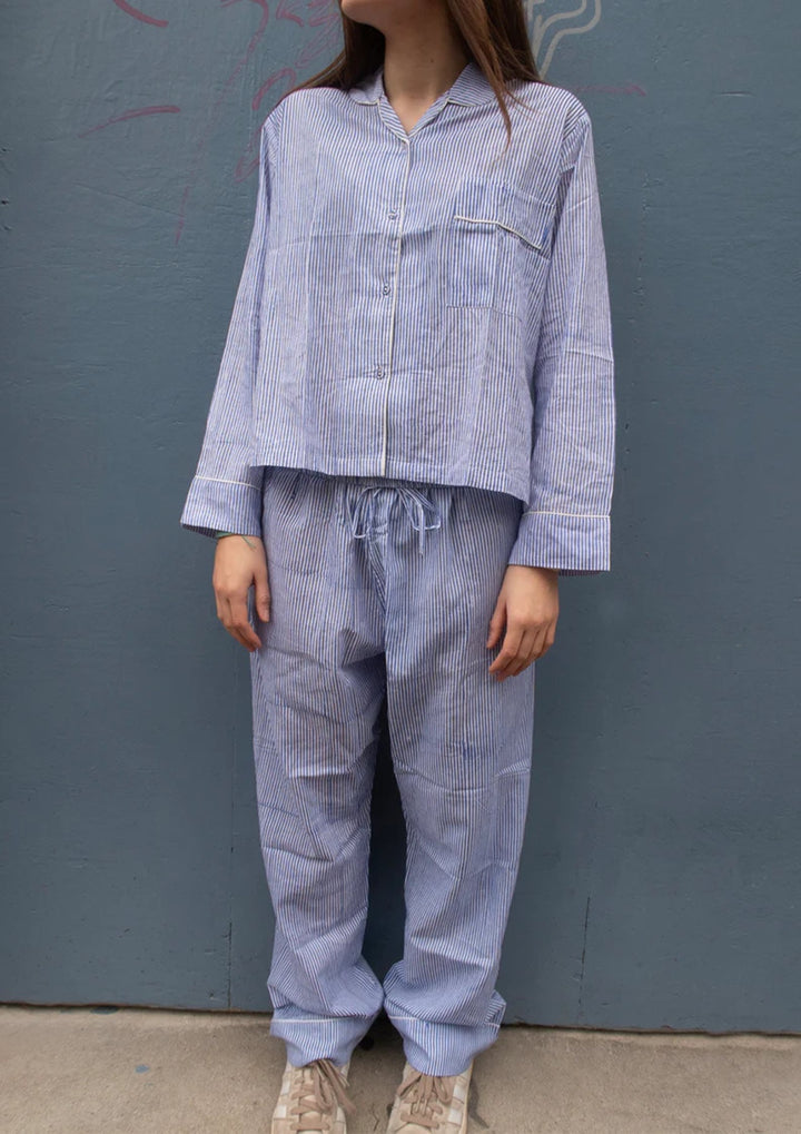 Craft Sisters - Classic Pyjamas - Blockprint - Blue Stripe