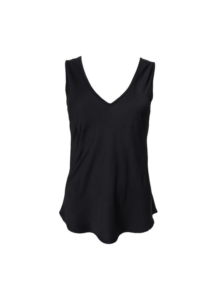 Black Colour - Mabel Double N-neck Top - Black