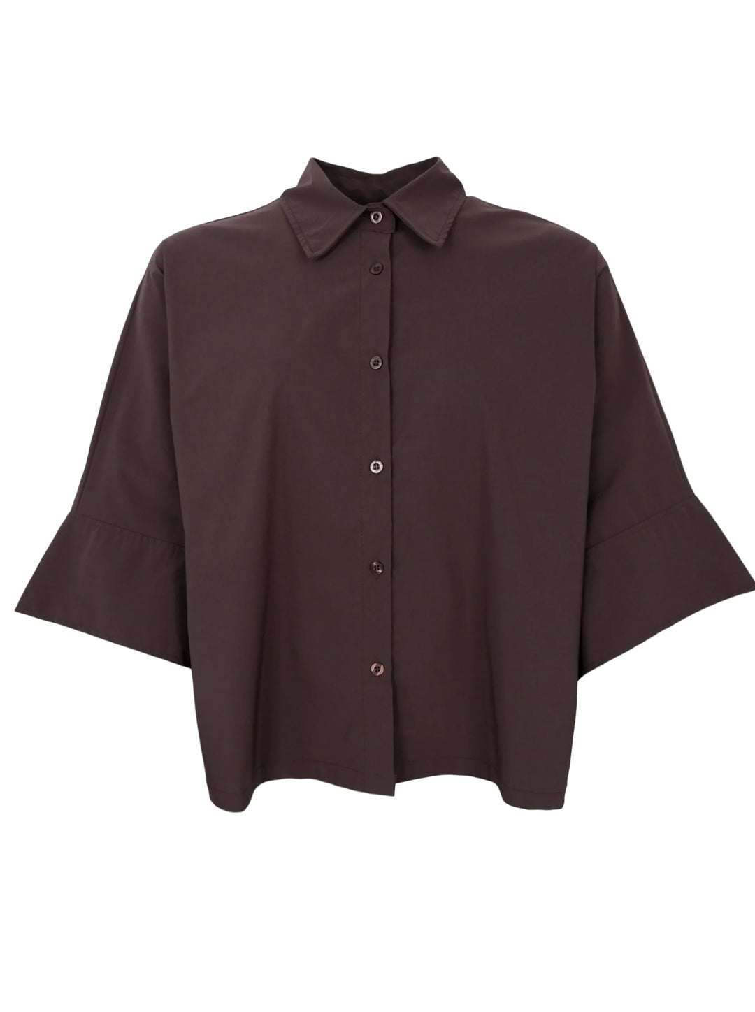 Black Colour - Davina Loose Shirt - Coffee - Onesize