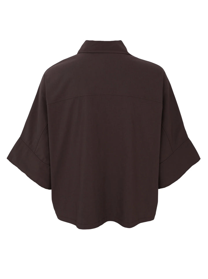 Black Colour - Davina Loose Shirt - Coffee - Onesize