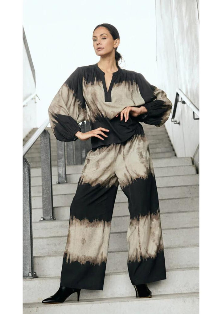 Depeche - KiaDE Loose Full Length Bukser - Grey Printed