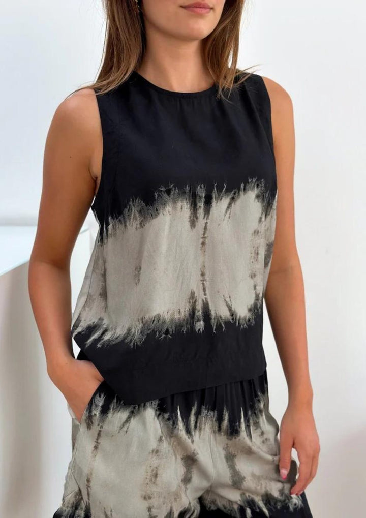 Depeche - KiaDE Sleeveless Top - Grey Printed