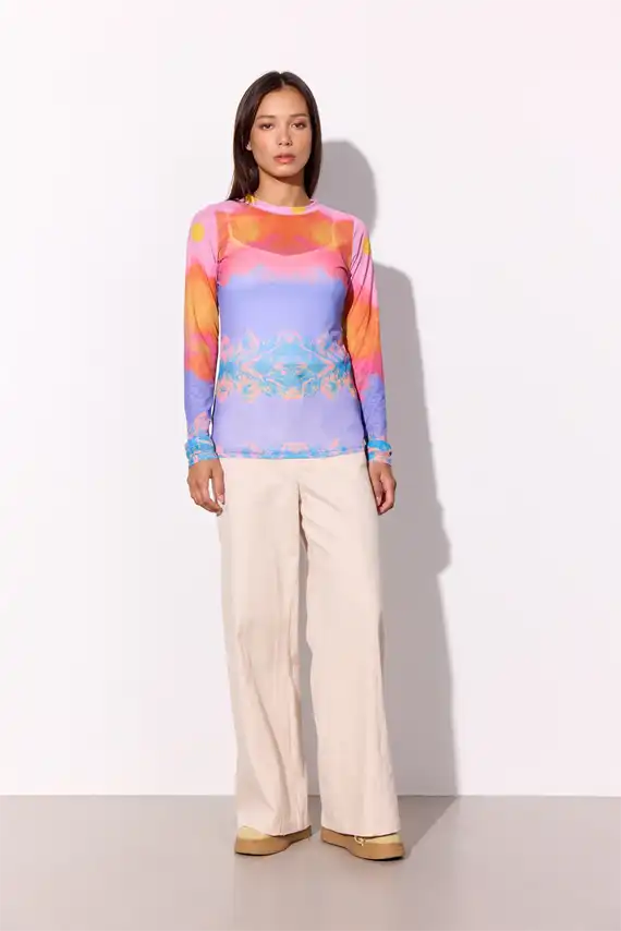 Hunkøn - Devon Mesh Blouse - Horizon Art Print