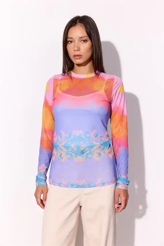 Hunkøn - Devon Mesh Blouse - Horizon Art Print