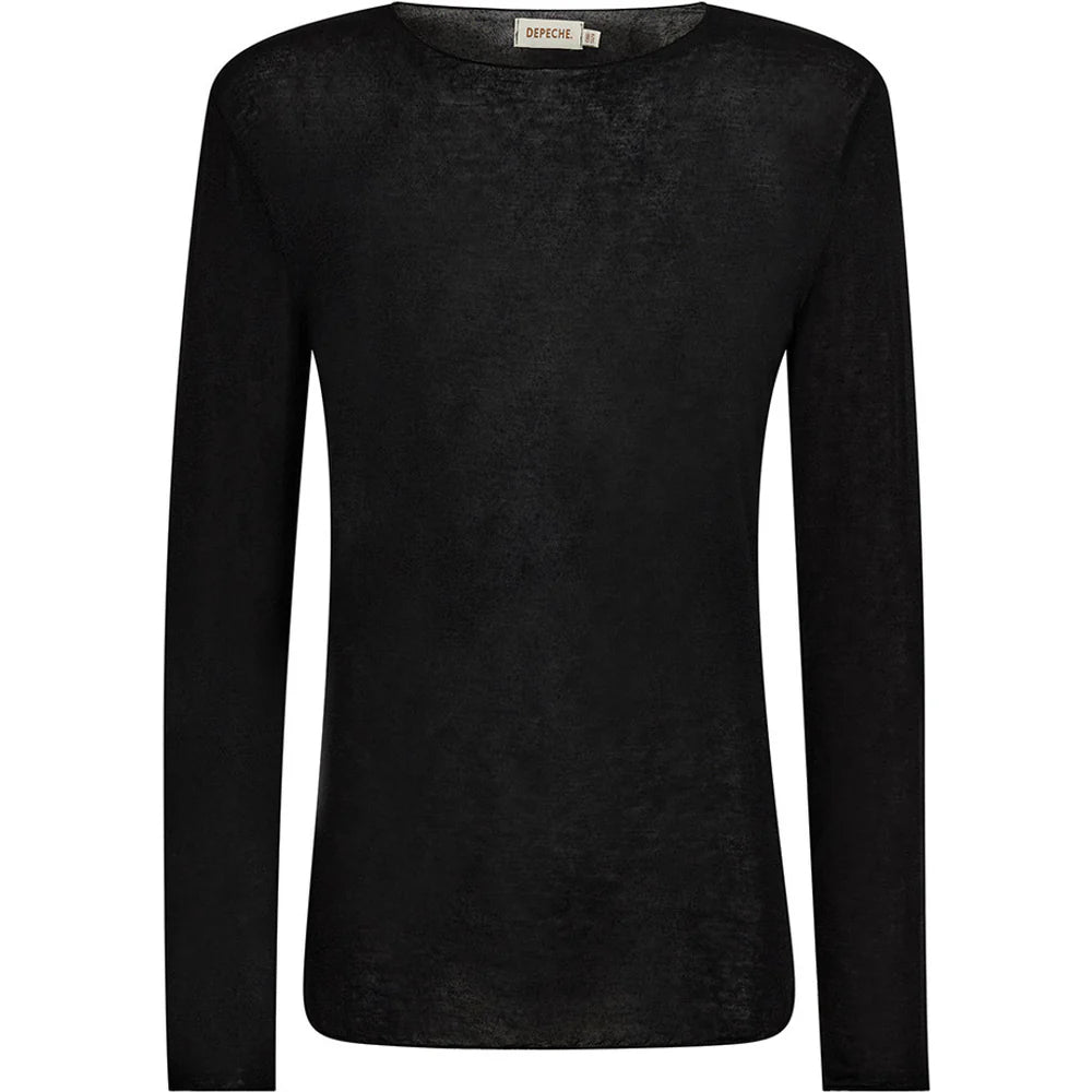 Depeche - Drew Cashmere O-Neck - Black - ONESIZE