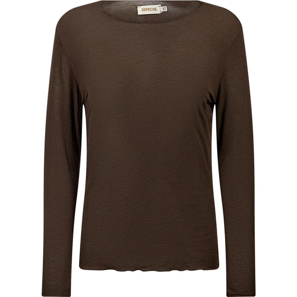 Depeche - Drew Cashmere O-Neck - Brown - ONESIZE
