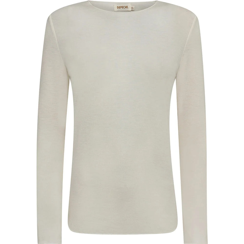Depeche - Drew Cashmere O-Neck - White - ONESIZE