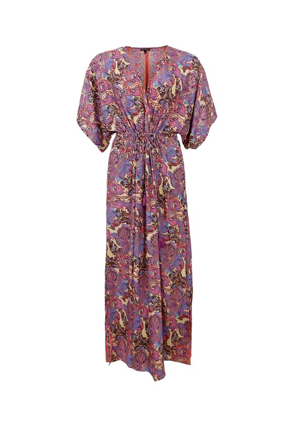Black Colour - Luna Long V-neck Kjole - Royal Berry