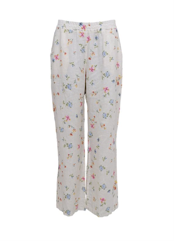 Black Colour - Melina Wide Linen Bukser - Flower