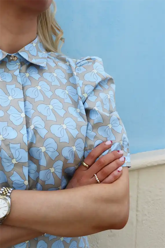 Liberte - Flora SS Bluse - Cute Bow Blue