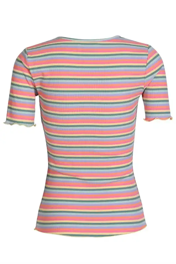 Liberte - Natalia SS - Blouse - Multi Orange Pink Stripe