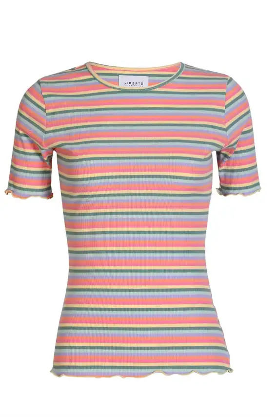 Liberte - Natalia SS - Blouse - Multi Orange Pink Stripe