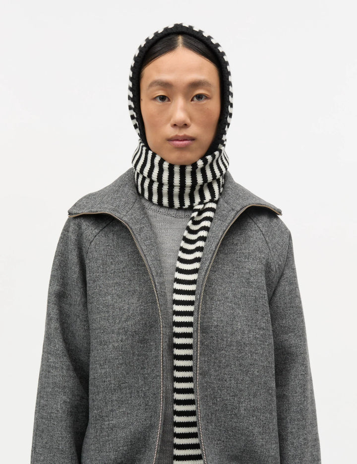 Mads Nørgaard - One Wool Freja Hooded Scarf - Black/Vanilla Ice