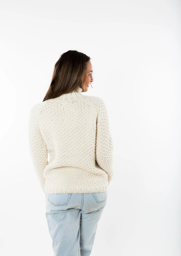 Fuza Wool - Butterfly Sweater High Neck - White