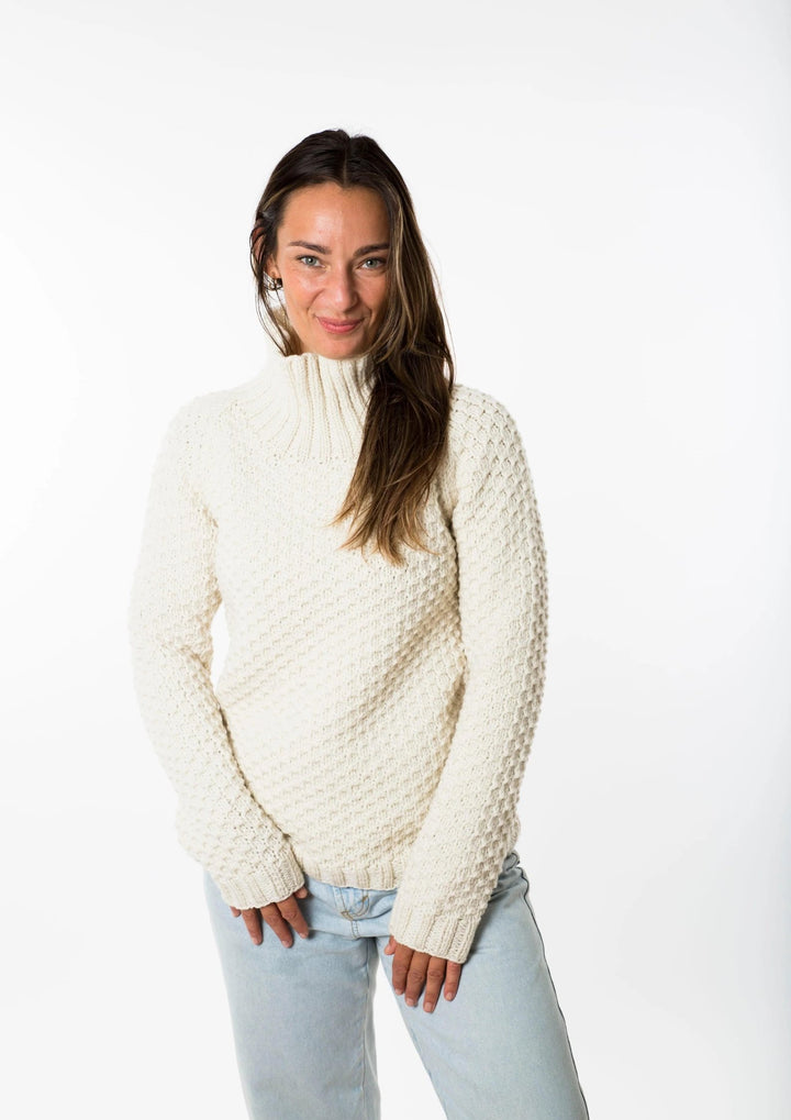 Fuza Wool - Butterfly Sweater High Neck - White