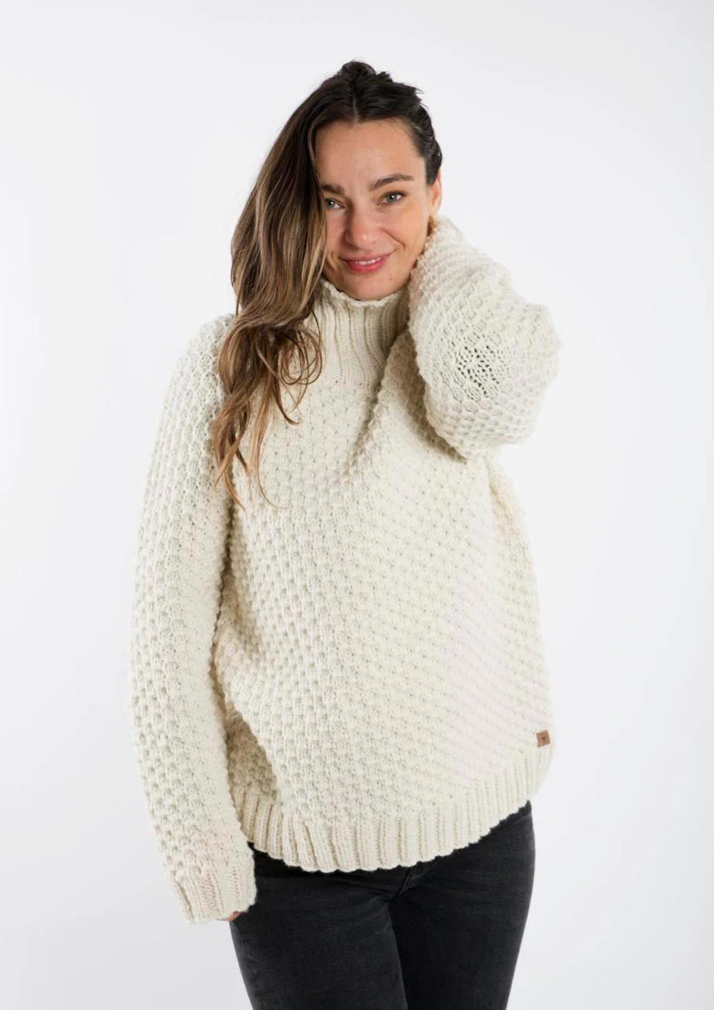 Fuza Wool - Butterfly Sweater High Neck - White