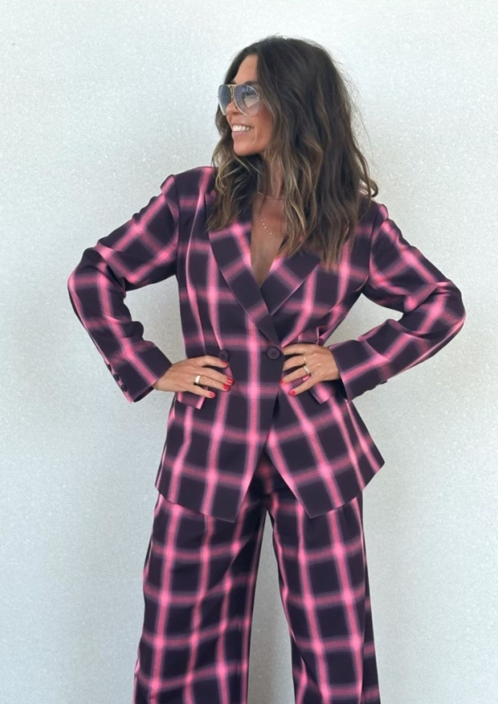 Gossia - JosueGO Blazer - Bourgogne Pink Checks