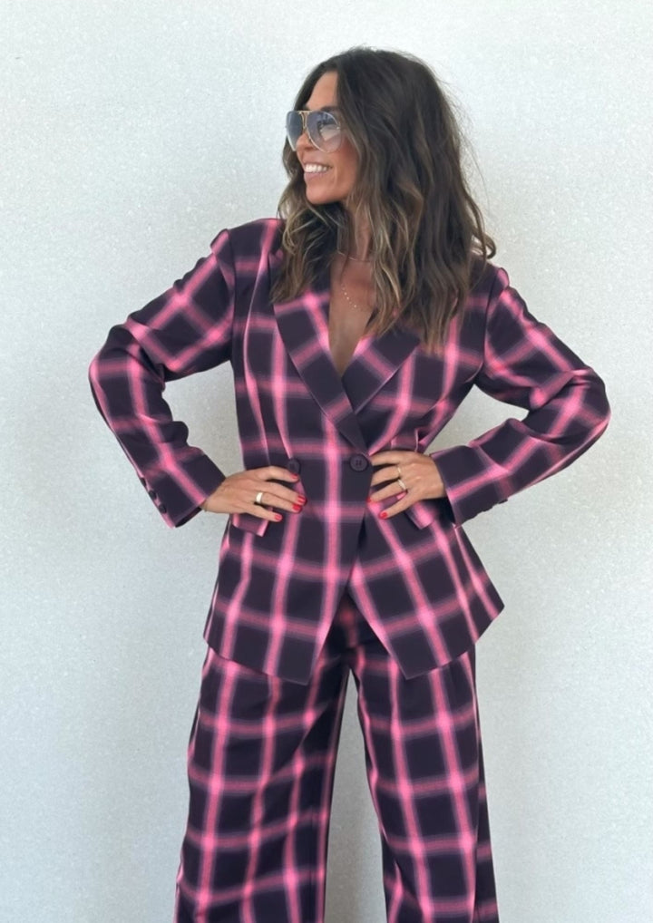 Gossia - JosueGO Blazer - Bourgogne Pink Checks