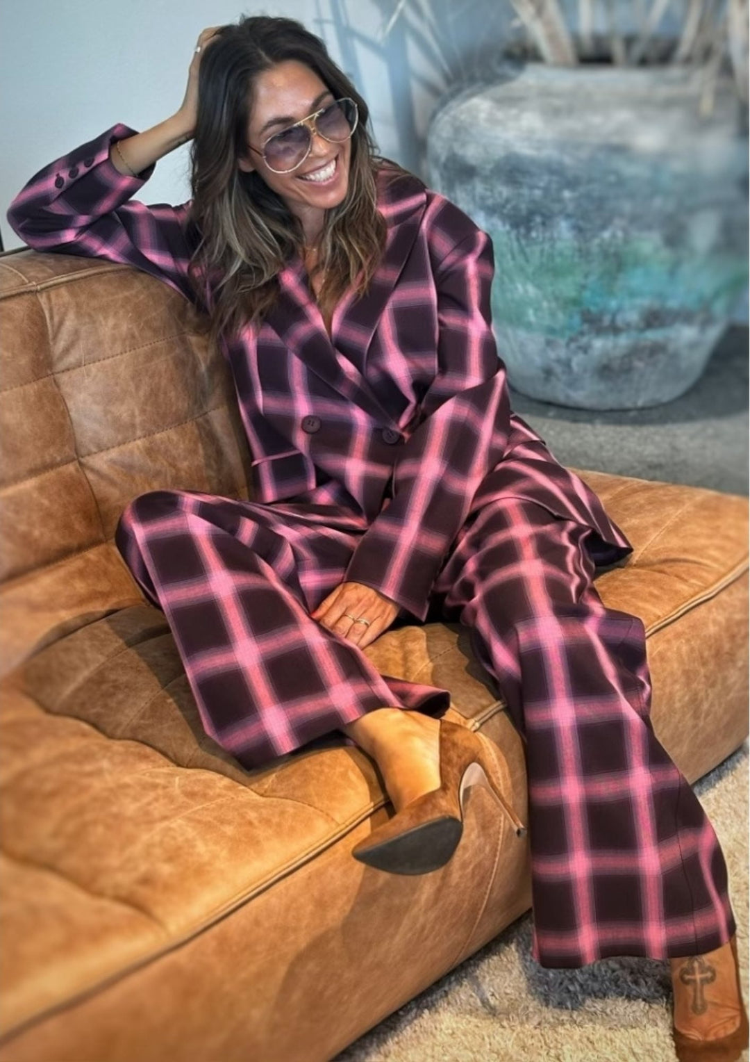 Gossia - JosueGO Blazer - Bourgogne Pink Checks