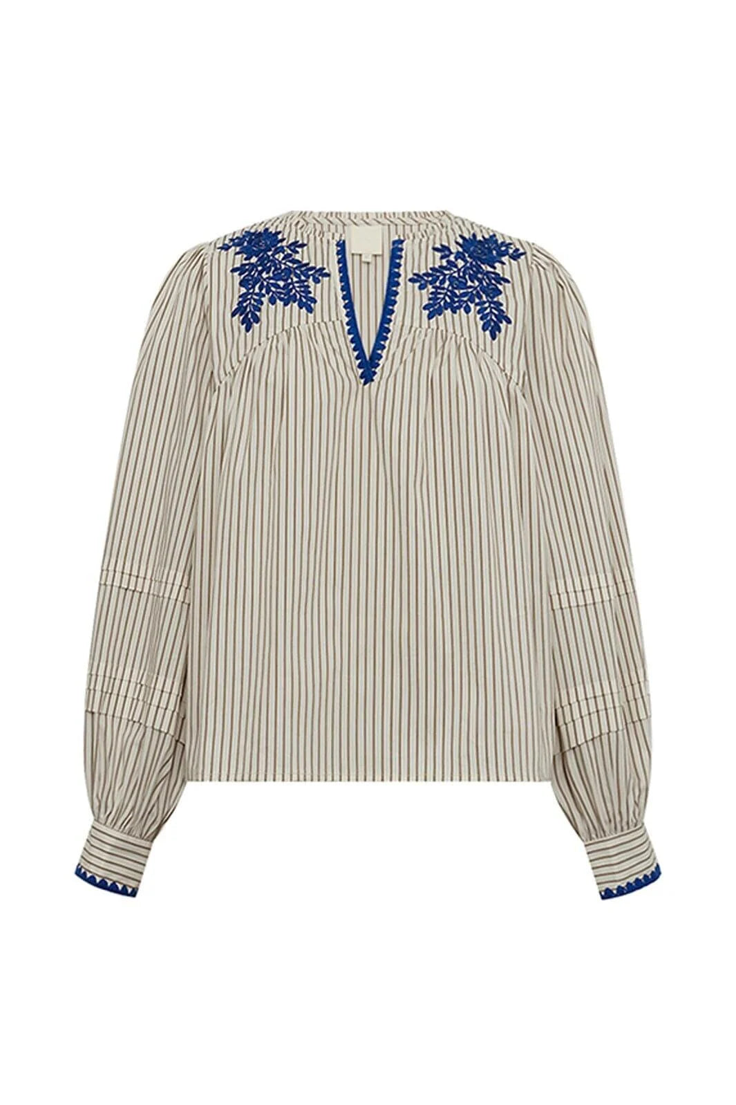 Gossia - Louisa bluse - Creme brown stripes
