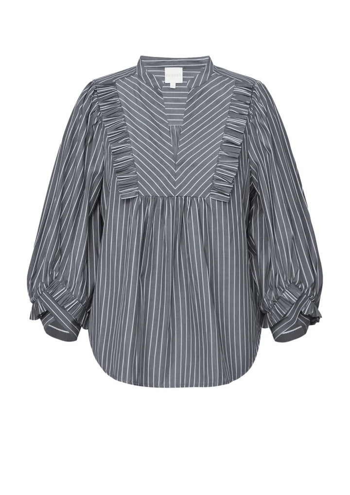 Gossia - MeeGO Sia Bluse - Grey/White Stripes