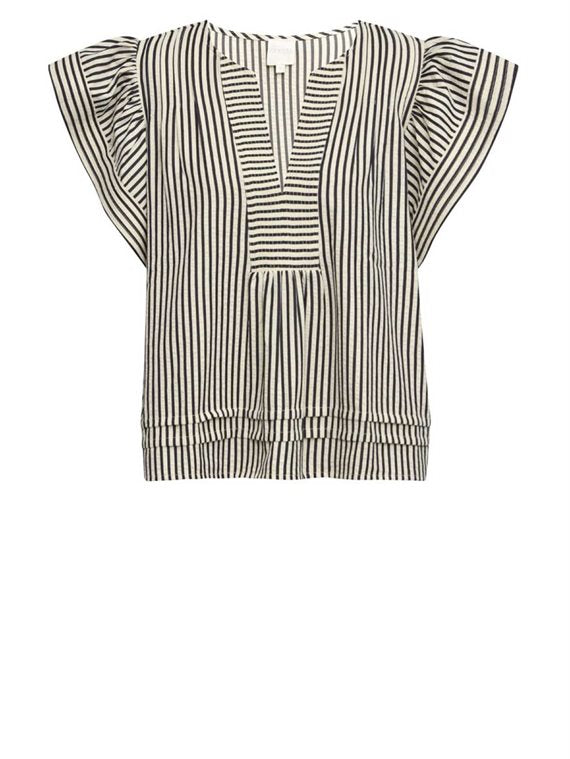Gossia - Minka Jo Bluse - Creme Black Stripes