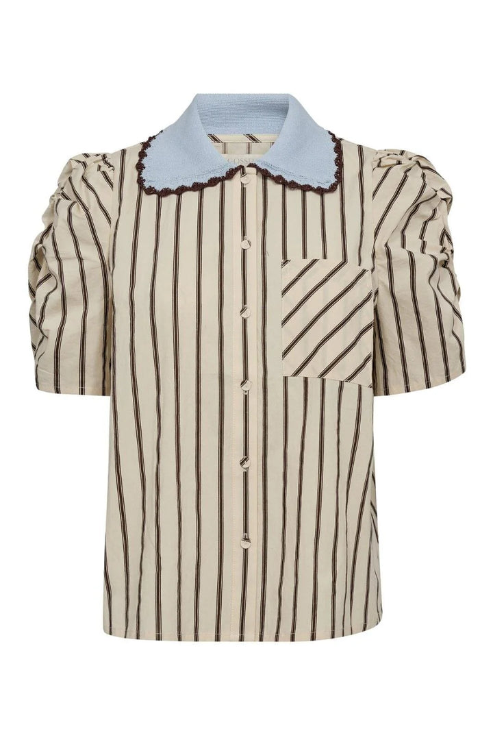 Gossia - Mulle Jo Blouse - Off White/Brown Stripes